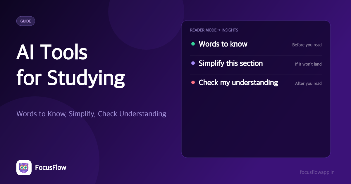 Check My Understanding, Words to Know & Simplify This Section: AI Tools for Studying