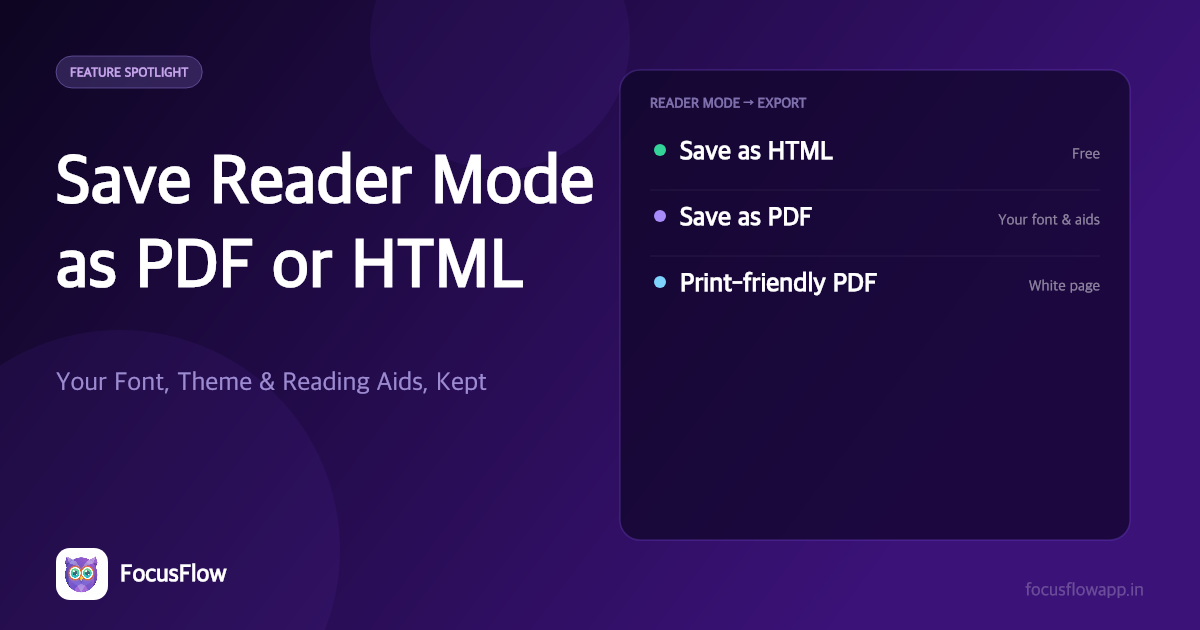 Save Reader Mode as PDF or HTML: Keep Articles the Way You Read Them
