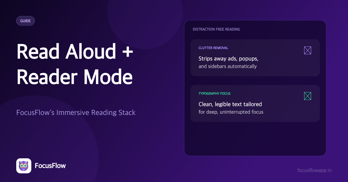 Read Aloud + Reader Mode: FocusFlow's Immersive Reading Stack